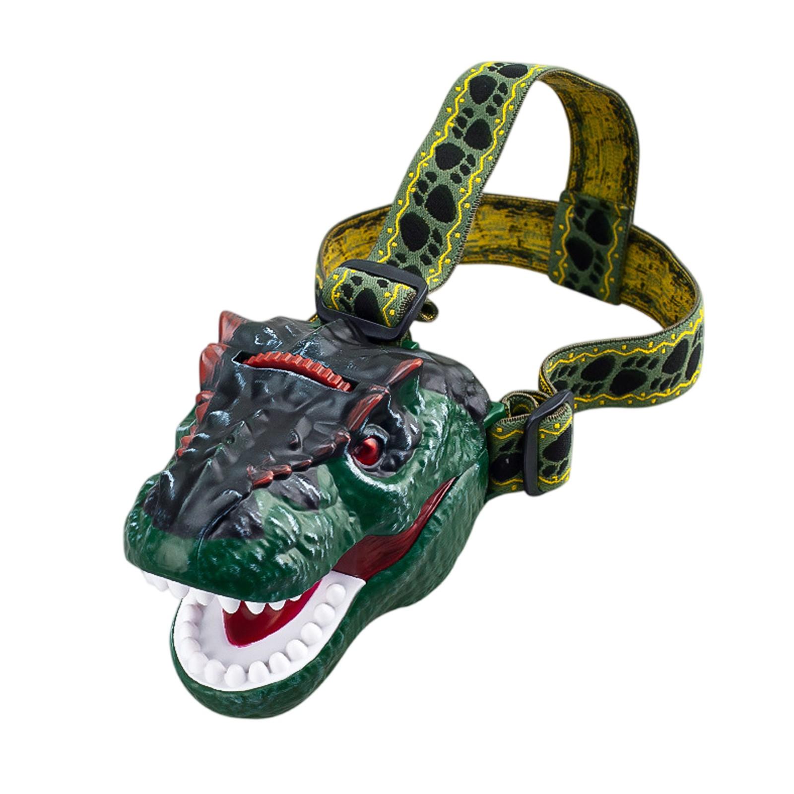 

Детский налобный фонарь-динозавр, перезаряжаемый светодиодный налобный фонарь, режим рева и бесшумный режим, игрушки-динозавры Ти-Рексы для детей One Size