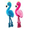 Interactive Flamingo Dog Chewing Toy Plush Cotton Rope Teeth Clean Squeaky Toy for Small To Large Breeds Entertainment
