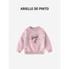 French Arielle De Pinto Girls' Spring and Autumn Round-Neck Sweatshirt, Fashionable Casual Cartoon Letter Sweatshirt