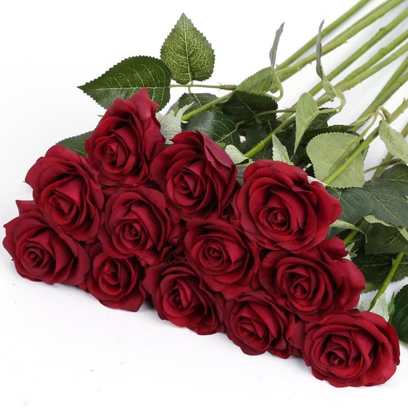 12 Stück Kunstseidenrosen, Kunstblumen, Bulk-Rosen, Blumenarrangement, Blumenstrauß für Zuhause, Hochzeit, Party, Garten, Brautdekoration