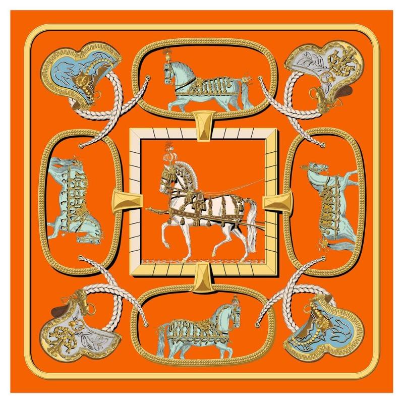 POBING Twill Silk Square Scarf Animals Print Women Scarves&Wrap Giraffe Neckerchief Spanish Foulards cachecol Large Bandana