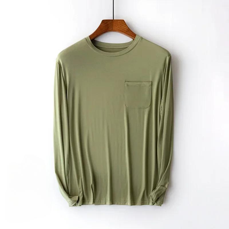 

Модальная мужская футболка с длинными рукавами, пижама, не раздражающая кожу, свободная мужская домашняя одежда, тонкая пижама, мужская пижама 3XL