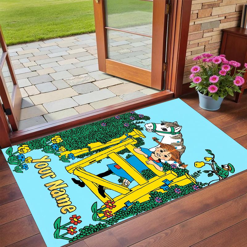 Crystal Velvet Rug Custom Name Text, Soft Non Slip Floor Mat Home DecorPippi Longstocking