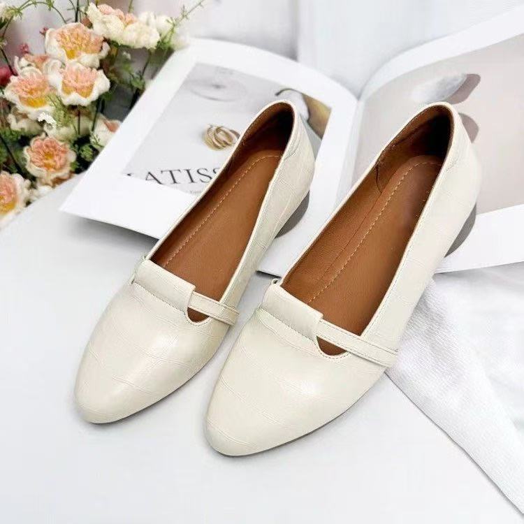 

Модные универсальные ретро летние новые кожаные туфли модные туфли на мягкой подошве на низком каблуке удобная рабочая обувь 40 белый