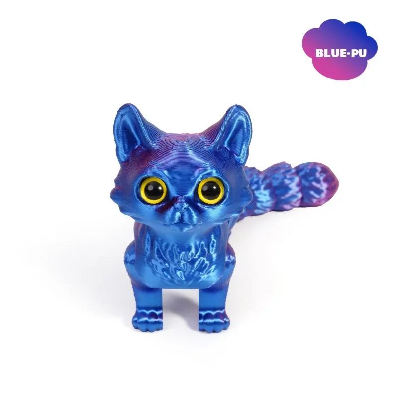 Creative 3d Printing Cute Cartoon Kitten Shape Luminous Color Ornaments Suitable For Home Office Desktop Decoration