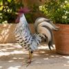 Colorful Garden Rooster Metal Statues, Waterproof Chicken Sculpture, Star Pattern Yard Decor Deco Outdoor Ornament for Patio Lawn Backyard Decorative