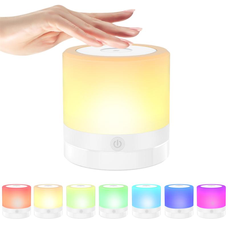 

Ночник с изменением цвета, 7 цветов, перезаряжаемый через USB, ночник RGB, лампа с регулируемой яркостью, портативный прикроватный столик