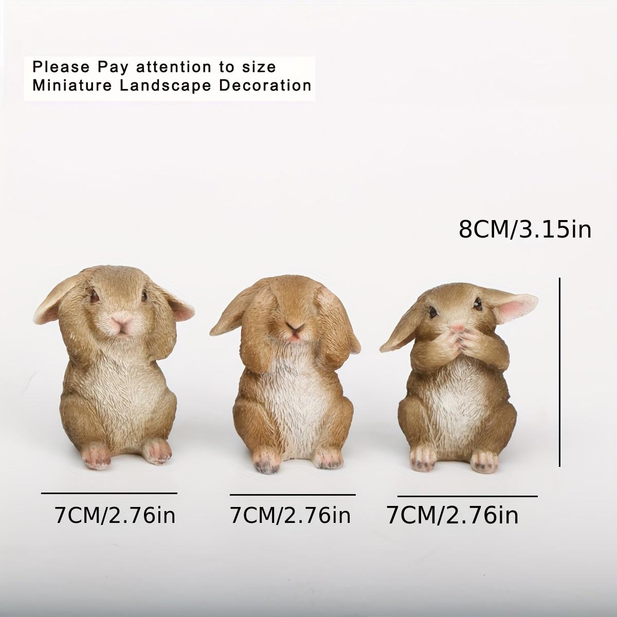 

3pcs/set Resin Rabbit Figurine Decor - No Say/Look/listen Animal, Mini Animal Model for Farm Yard - Artificial Lamb Craft Gift