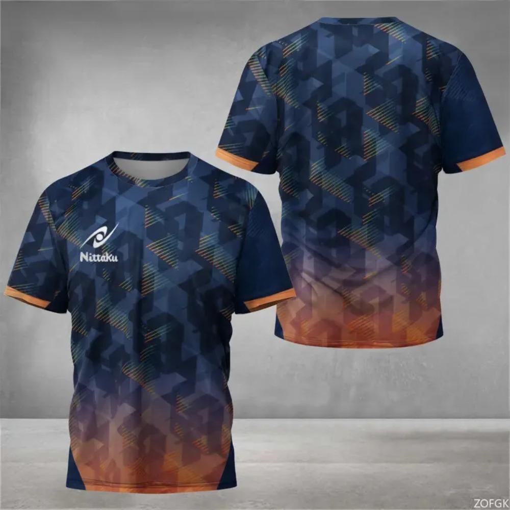 Digital Bonito Printed Men's Table Tennis Summer Sports Table Tennis Training Quick-Drying T-Shirt