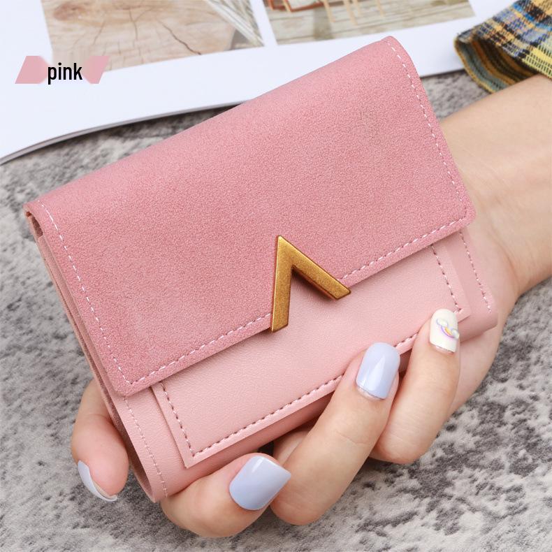 Korean Style Vintage Short Women's Wallet - PU Leather, Three-Fold Card Holder
