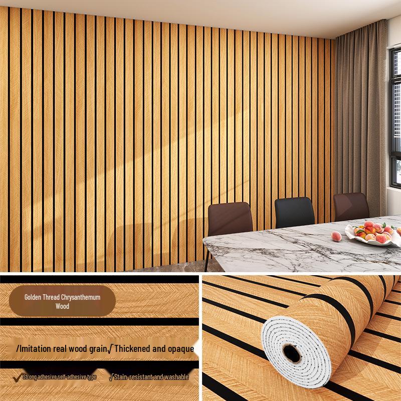 Tapet Autoadeziv 3D cu Aspect de Lemn pentru Fundal TV și Pereții Dormitorului