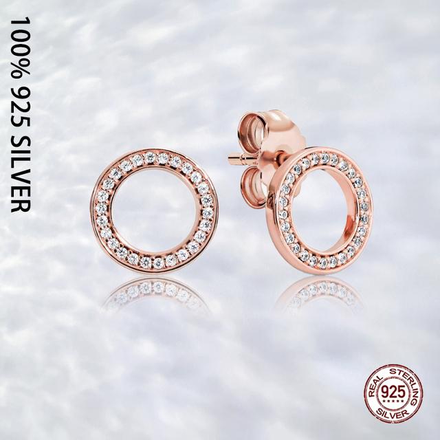 

Подходят оригинальные настоящие серебряные сверкающие круглые серьги-гвоздики для женщин, модные роскошные свадебные украшения для вечеринок