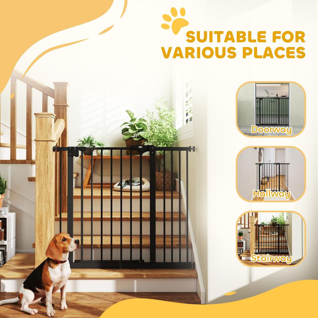 Adjustable Safety Gate W/ One Extensions, Four Adjustable Screws, Black