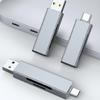 MultiFunctional Aluminum TF Card Reader USB A Type C Double Slot No Driver Required for Business Trip Document Share