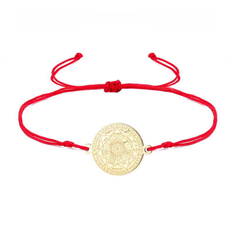 Skyrim Stainless Steel Seven Archangels Charm Bracelet Women Men Adjustable Rope Bracelets Amulet Seal Of Solomon Jewelry Gift