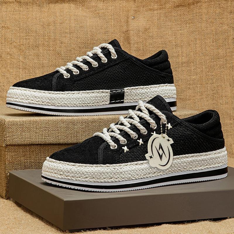 

Обувь для серфинга Мужская соломенная обувь Студенческая мода Универсальная мужская обувь Весна 2025 Новые вельветовые туфли для рыбалки Мужская 39