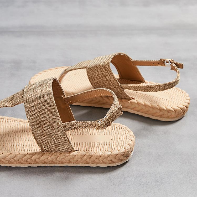 New Roman Slope Heel Sandals - Wear-resistant and Non-slip Senior Texture Elegant Ladies Flip-flops Home Outdoor Beach Shoes
