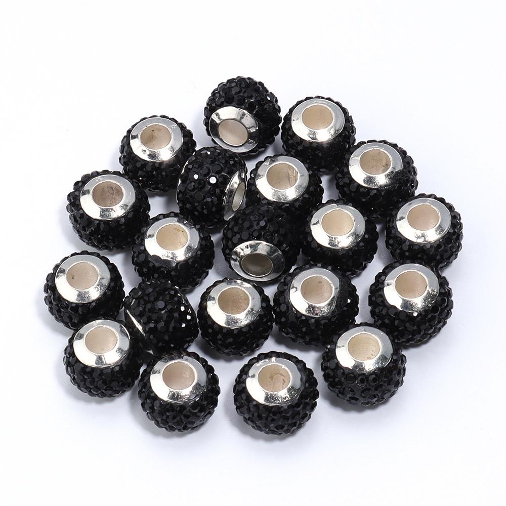 10Pcs/Lot Rhinestone Crystal Shambhala Ball Beads Colorful Polymer Clay Beads Big Hole Loose Spacer Beads For Jewelry Making