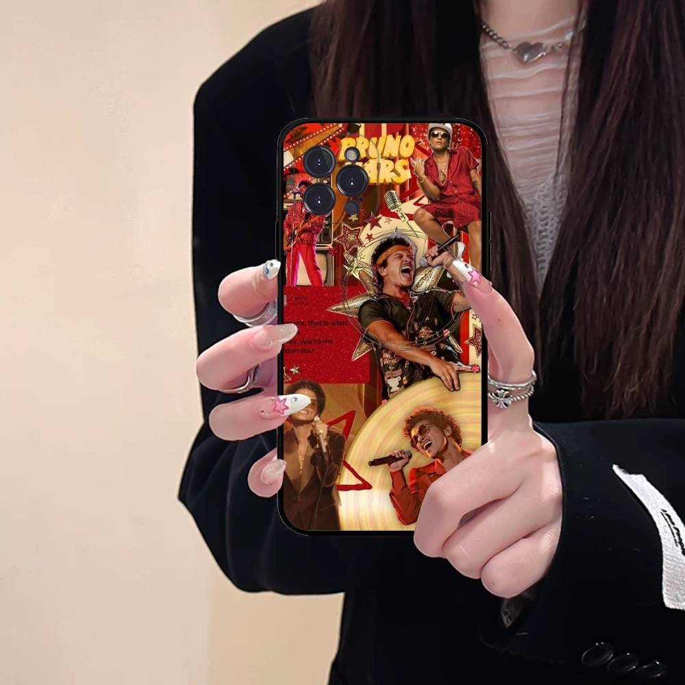 B-Bruno M-Mars Singer Phone Case For Iphone 17 16 15 14 13 12 11 Pro Max Plus Black Shell Cover Case