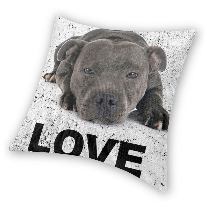 Luxury Cute Staffordshire Bull Terrier Dog Love Cushion Cover For Sofa Velvet Animal Throw Pillow Case Bedroom Decoration
