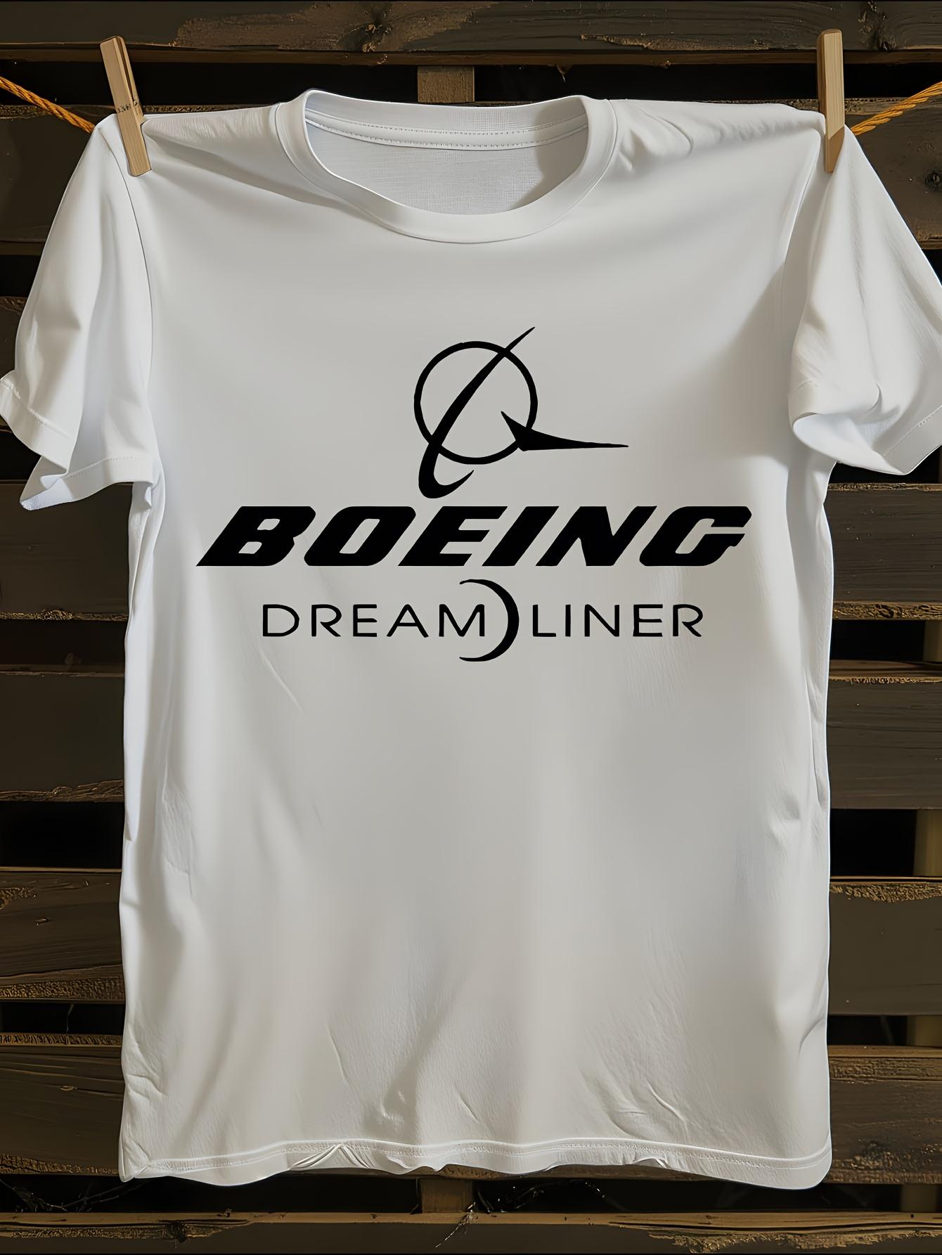 s Boeing Logo & Airplane Print Cotton T-Shirt Mens Tshirt Womens Tshirts with Letters Print Short Sleeves T-Shirt Casual Street Tee Shirt Top XXXXL