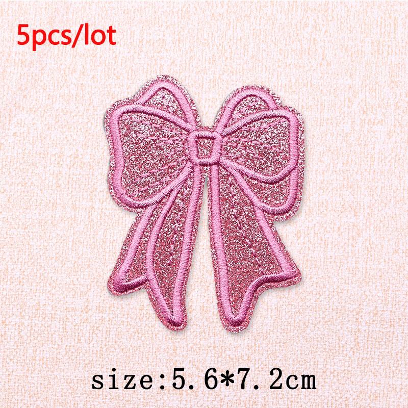 5Pcs/Lot Glitter Butterfly Bow Iron on Patches - Embroidered Patches on Clothes Bags Hats Jackets Decor