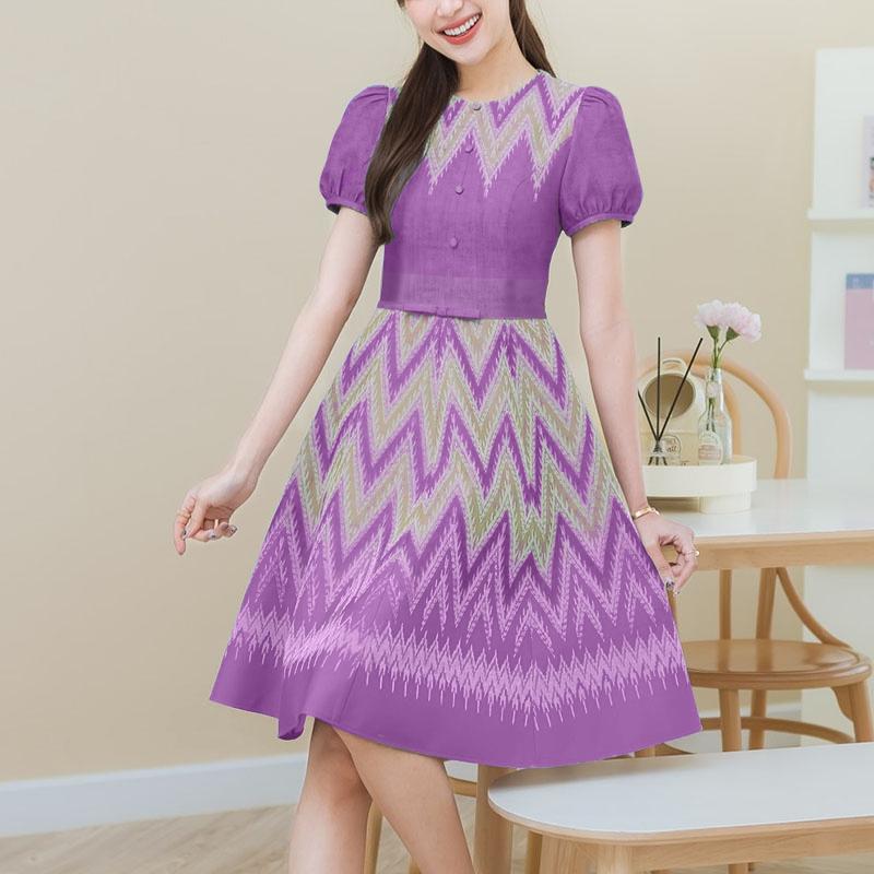 

ZANZEA Женское повседневное летнее платье с круглым вырезом и коротким рукавом с принтом 5XL