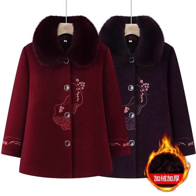 Winter Woolen Coat Mink Coat Thickened Warm Old Lady Clothes