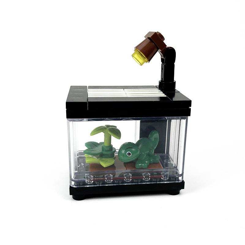 MOC City House Building Block Kitchen Office Bedroom Piano Bed Sofa icebox Lamp Bookshelf Fish Tank Bricks Set Toys