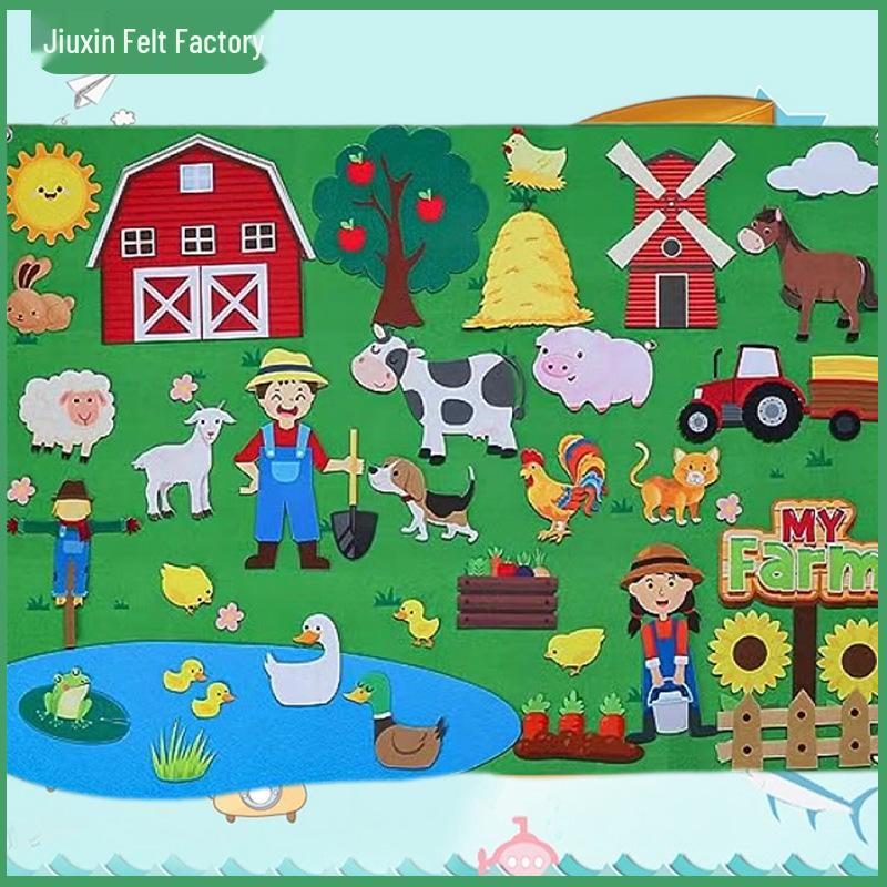 Early Education Felt Board for Kids - Cartoon Wall Stickers for Kindergarten