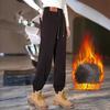 Casual sports sweatpants women's autumn and winter fleece thickened leggings high-waisted drawstring straight-leg pants for men and women