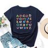 Cotton T-Shirt Short Sleeve Round Neck Women 2d Print Tops