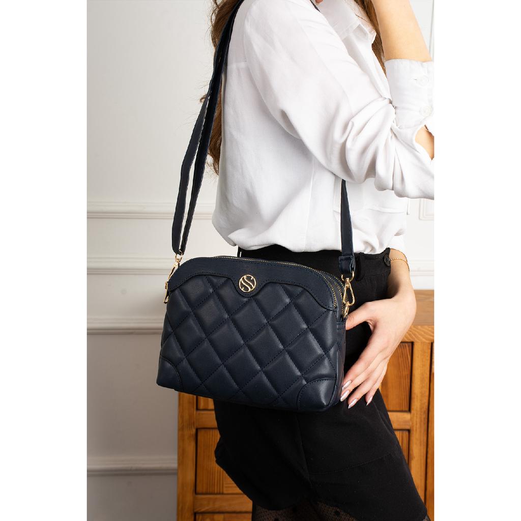 Verstellbare Schulter- und Umhängetasche für Damen mit Kreuzriemen und 4 Fächern