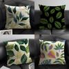 Leaves INS Cushion Cover Natural Linen Organic Fabric DoubleSided Printing Sofa Home Decor Gift Pillow Case