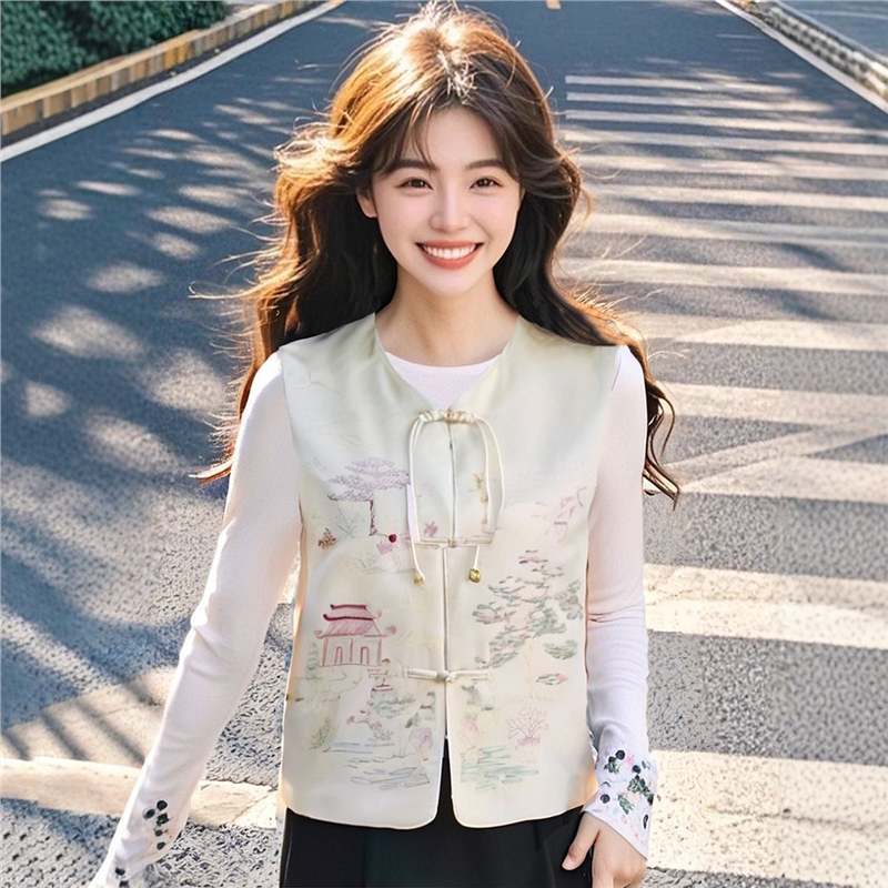 

Новый новый модный высококлассный персонализированный женский жилет средней ниши молодой античный топ M [Recommended below 50kg]