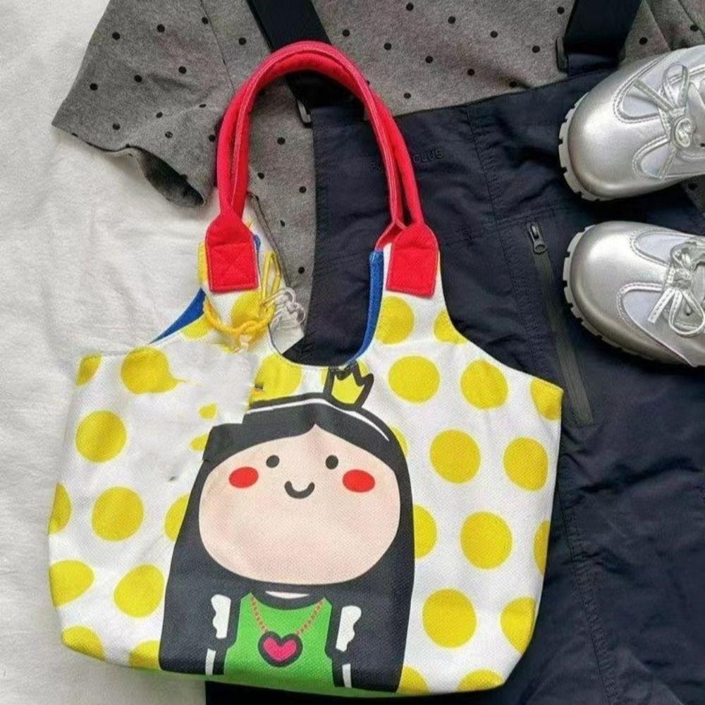 Fashion Cute Print Women's Cartoon Handbag Portable Durable Shoulder Bag Shell Bag Canvas Bag Travel Fabric Handbag