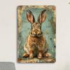 Metal Poster Wall Art Vintage Rustic Rabbit for Home Bar Office Decor