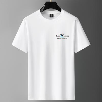 Good Lucky M-6XL Reine Baumwolle Herren Kurzarm T-Shirt Rundhals Jungen Casual Tee Shirt