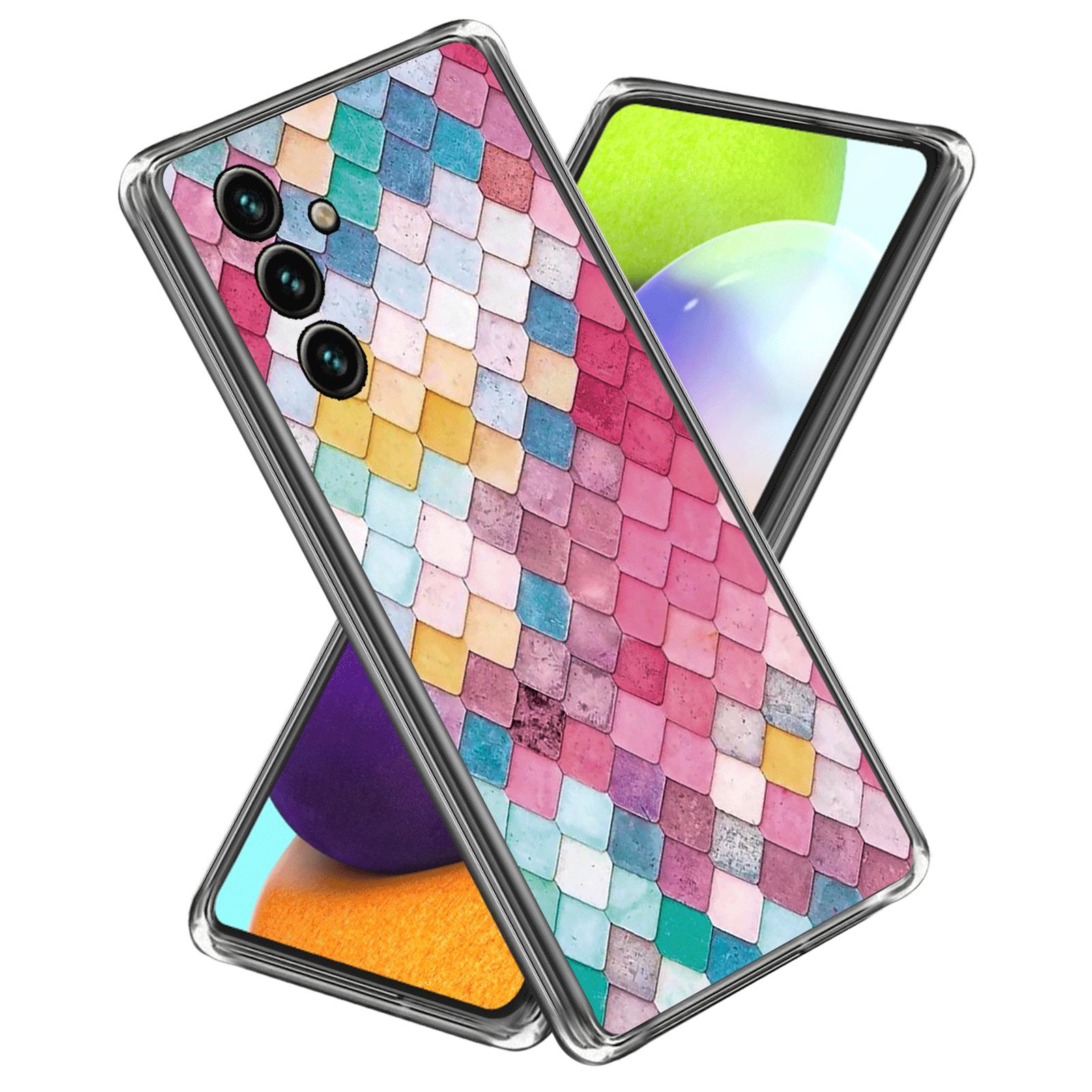 

Тонкий чехол для Samsung Galaxy A54 5G, ТПУ чехол для телефона с печатью рисунка, защитная крышка IMD Rainbow Rhombus