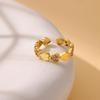 18K Goldplattierter offener Ring mit Zirkonia-Blattdesign - Luxuriös, Anlaufgeschützt, Ideal für Frauen