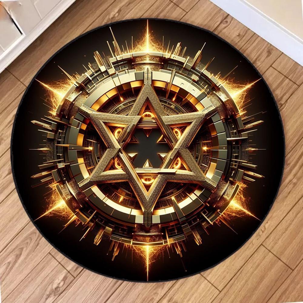 Star Printed Round Carpet Dirty-resistant Floor Mat for Living Room Computer Chair Cushion Bedroom Decor Home Hallway Area Rugs
