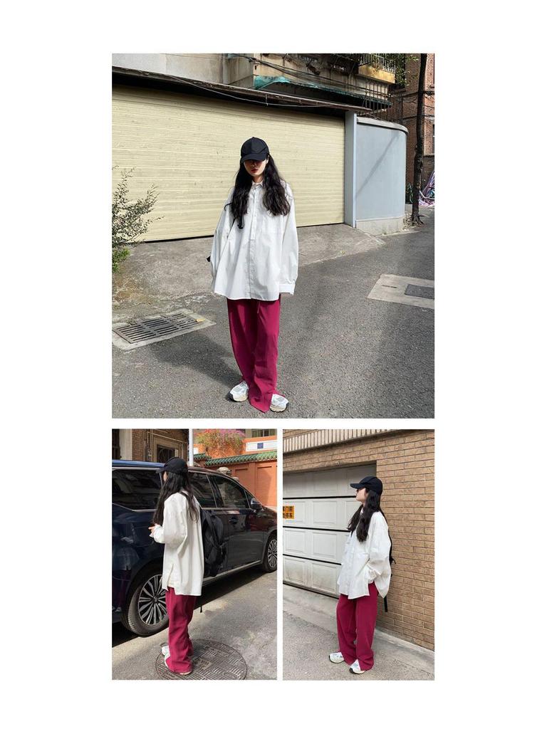 2024 Spring/Autumn Women's Loose Slit Long Sleeve White Shirt - College Style