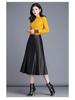 Women's Genuine Leather High Waist Midi Skirt - Autumn 2025 A-line Lambskin Umbrella Skirt