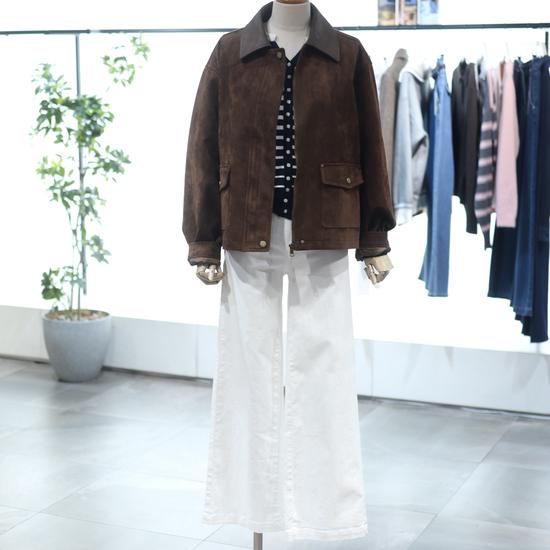The Tilleberry Leather Collar Faux Suede Jacket NCMTR9M0JK06W