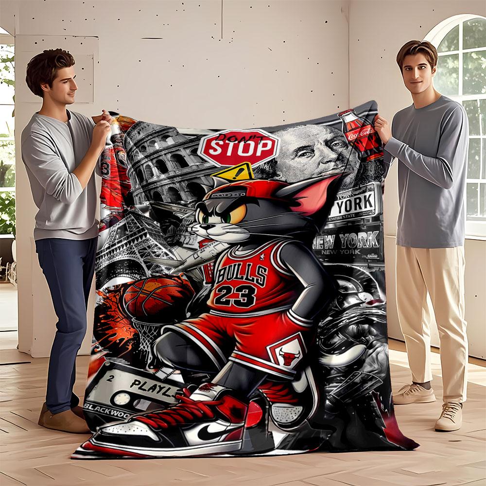 Collage of Urban Culture Icons, Sports, Landmarks, and Animation. for All Seasons Blanket Lunch Break Throw Gift 75X95CM