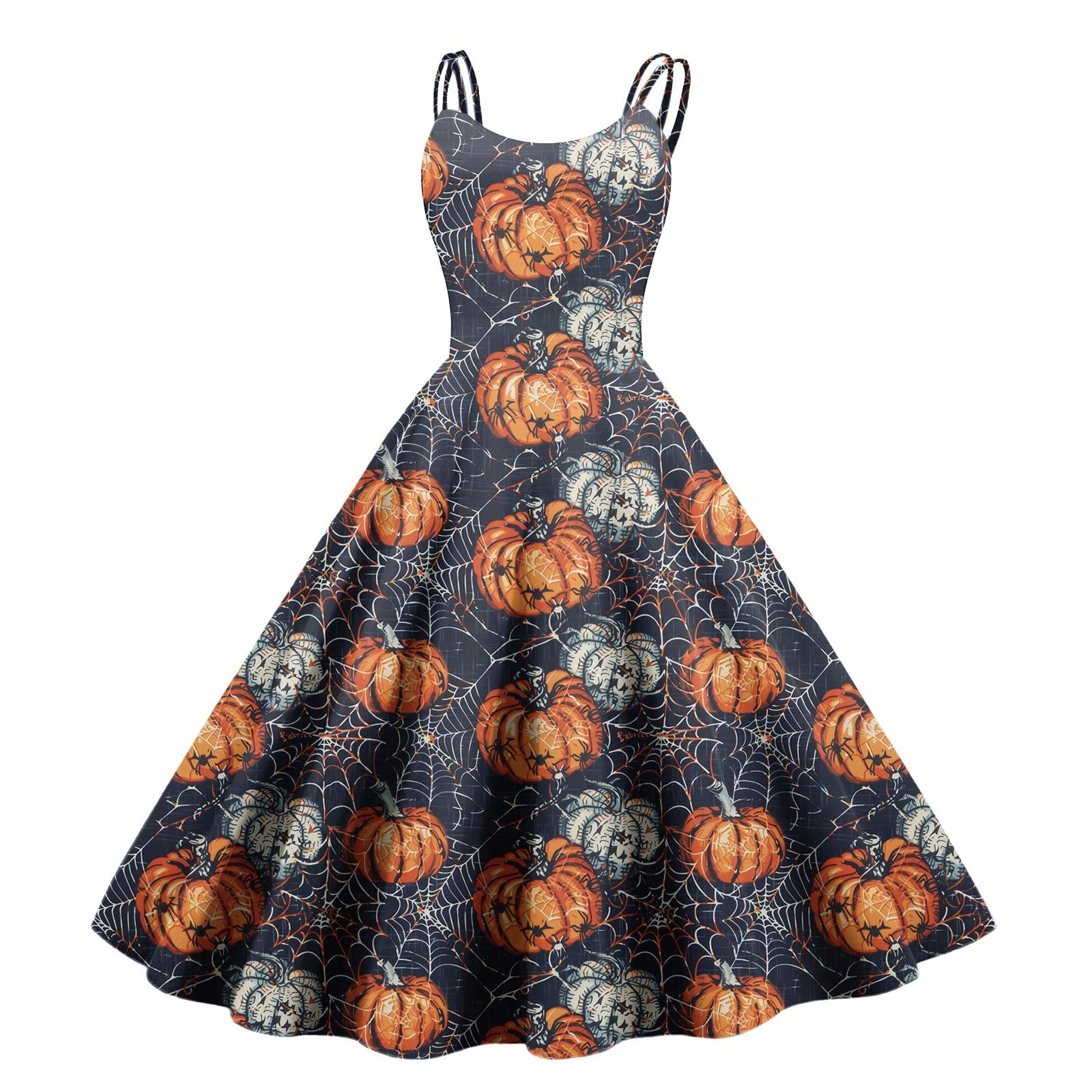 

Women s Fashion Halloween Print Sexy Off Shoulder Vintage Dress XL
