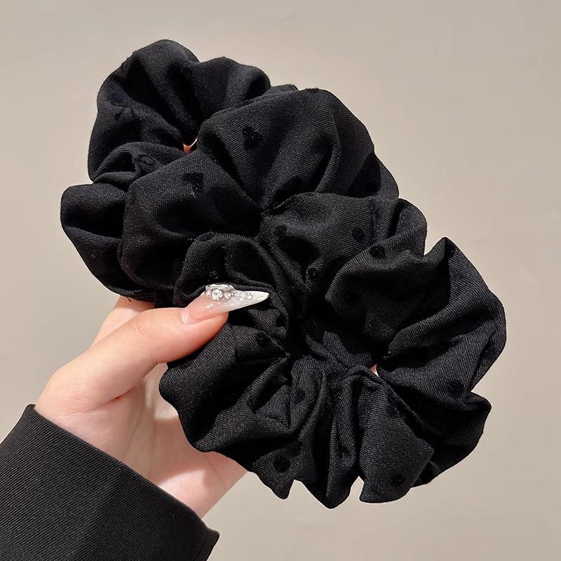 Alleskombinierbares graues Haargummi mit Schleife und Polka Dots