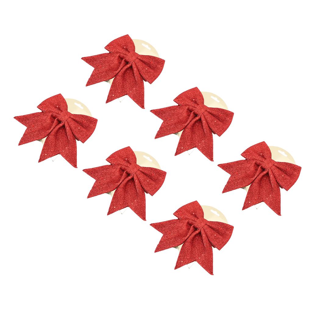 6pcs Glitter Bow Ornaments Multifuntional Party Accessories Xmas Decorative Glitter Ties for
