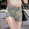 Summer 2025 Women's High-Waisted Stretch Denim Shorts - Slimming A-Line Hot Pants