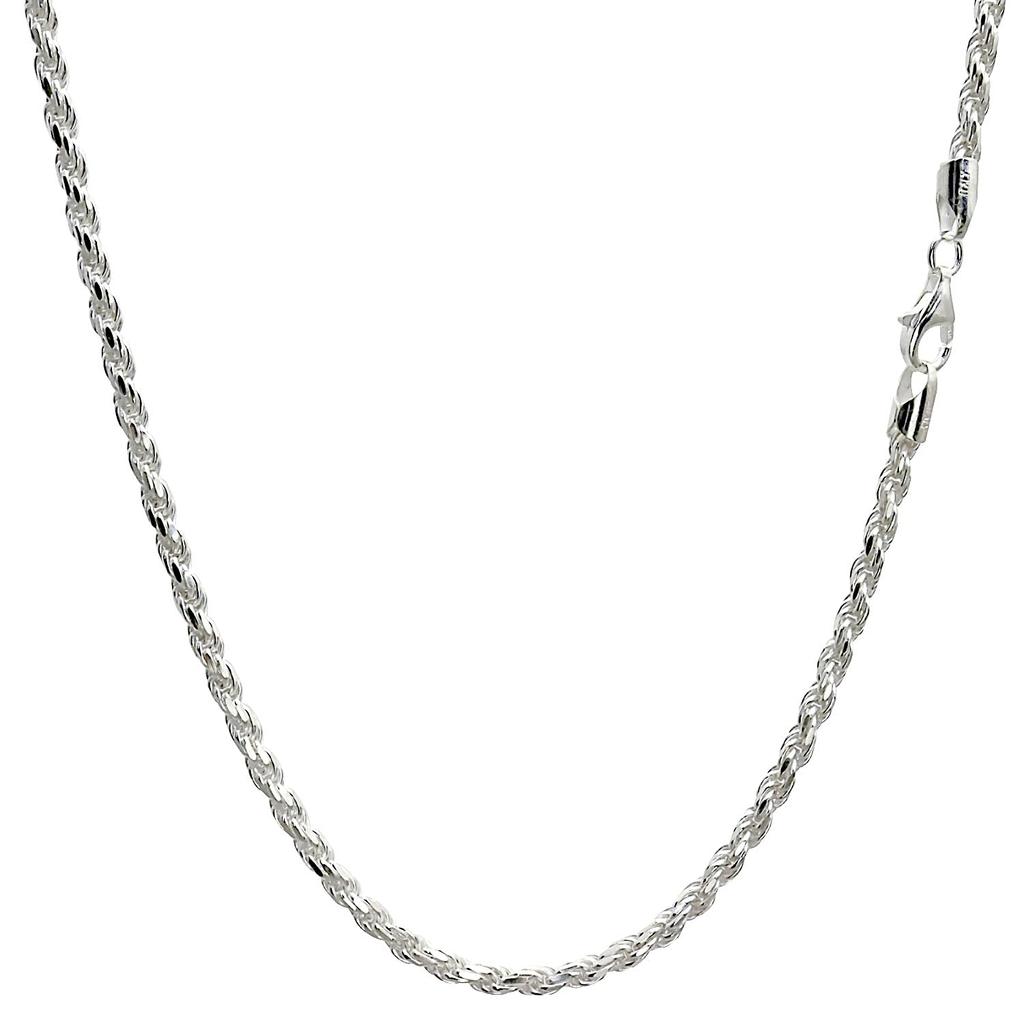 Sears Cut French Chain Silver 50cm Necklace, 925, 3.3mm Wide,